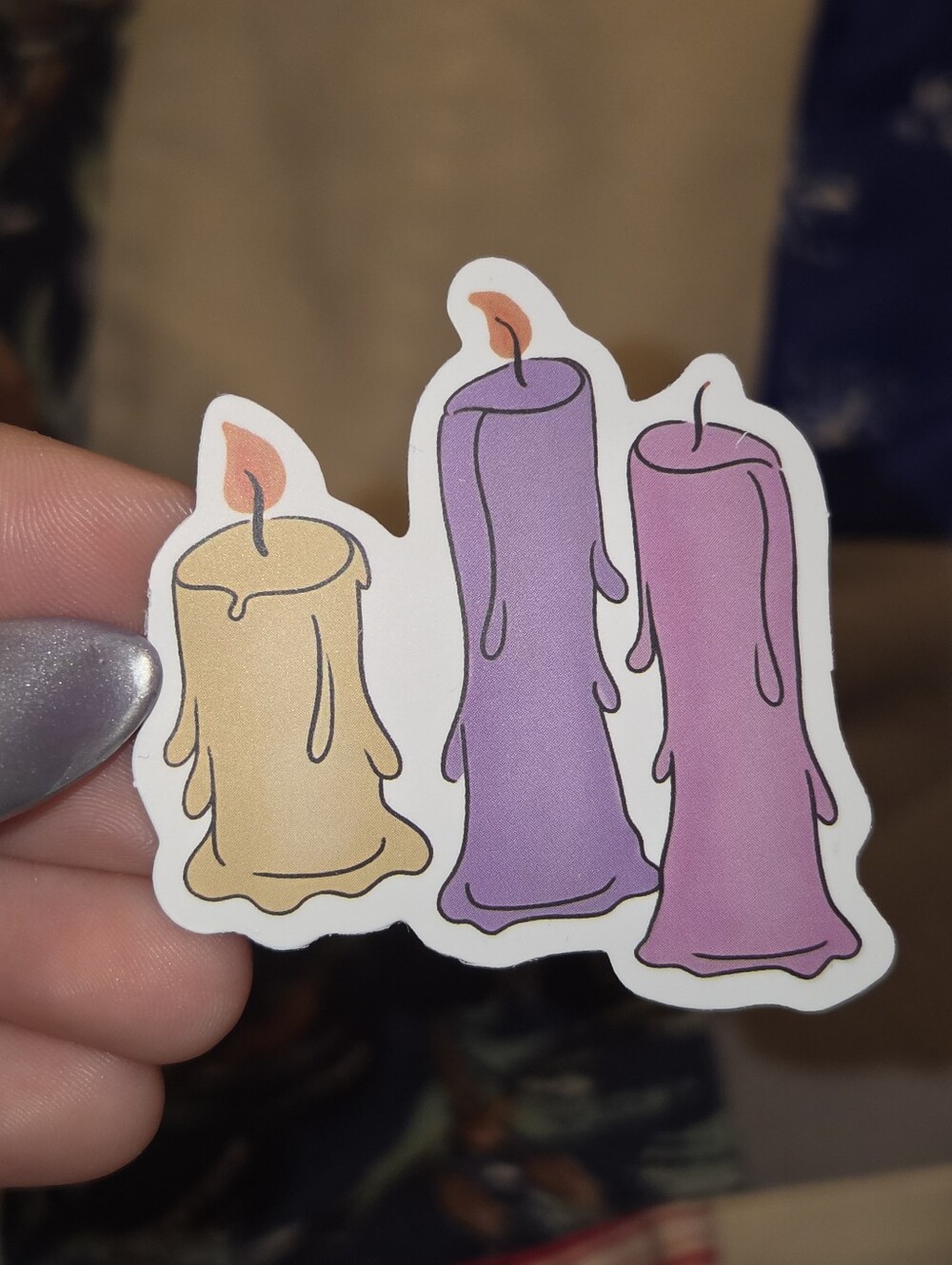 Decorative Candles Sticker — Purple, Pink & Gold